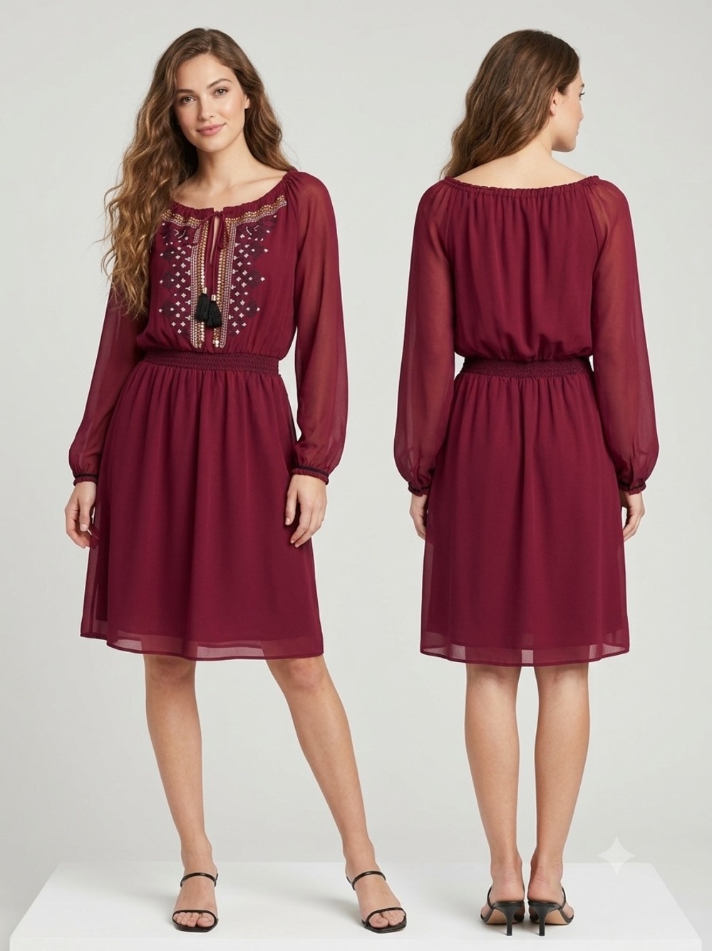 Altuzarra for Target Embroidered Peasant Dress Size 4 Boho Sequin Tassel Pockets